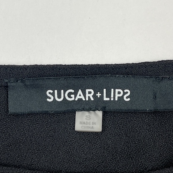 Sugar Lips Blouse Womens Small Black Ruffle Sleeves - Picture 2 of 7